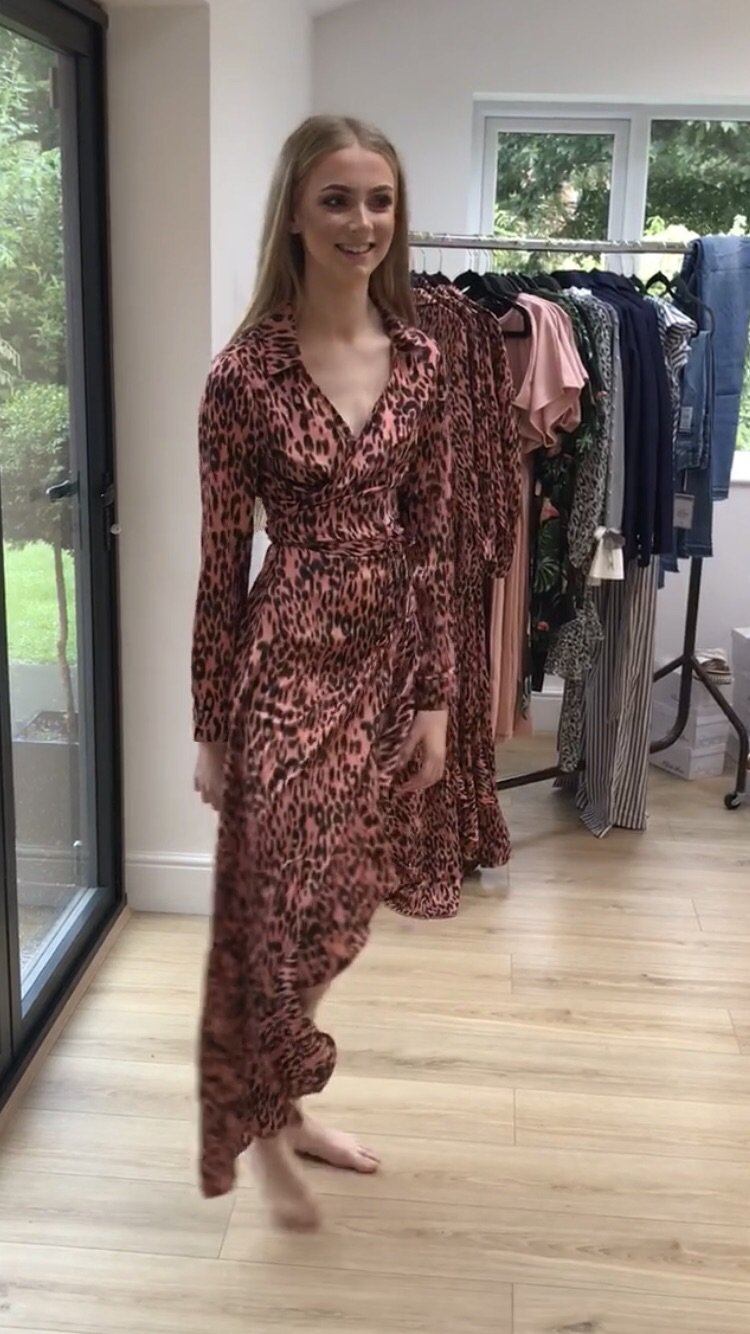 Pink Leopard Print Wrap Dress