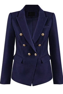 Navy Attentif Balmain  Inspired Blazer with Gold Buttons