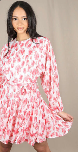 Pink floral swing dress