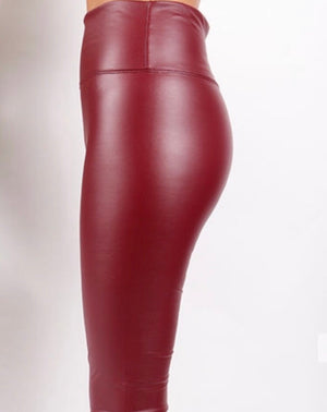 Berry Leather Look Trousers